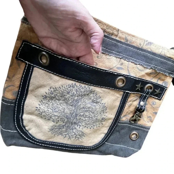 Clea Ray recycled canvas Tree of Life crossbody/shoulder bag, NWT - Picture 4 of 5